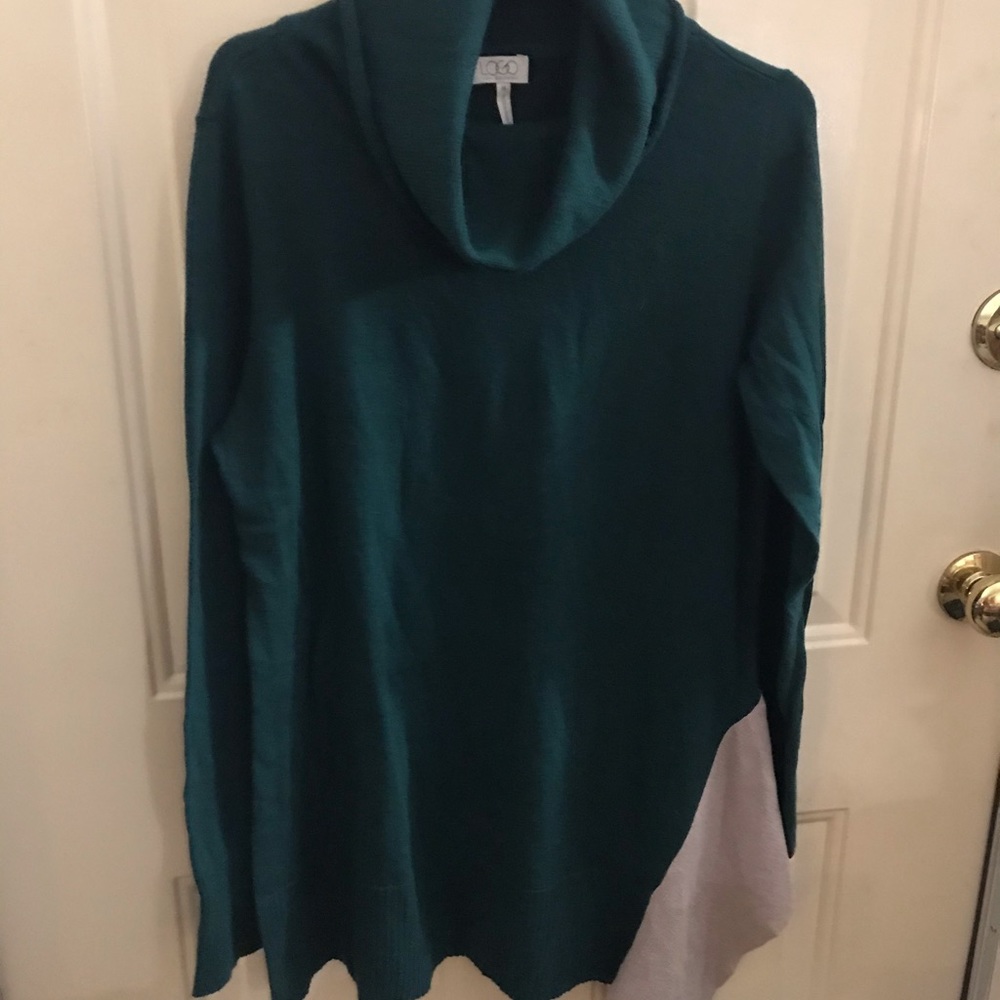 LOGO Cowl neck long soft cotton/cashmere sweater